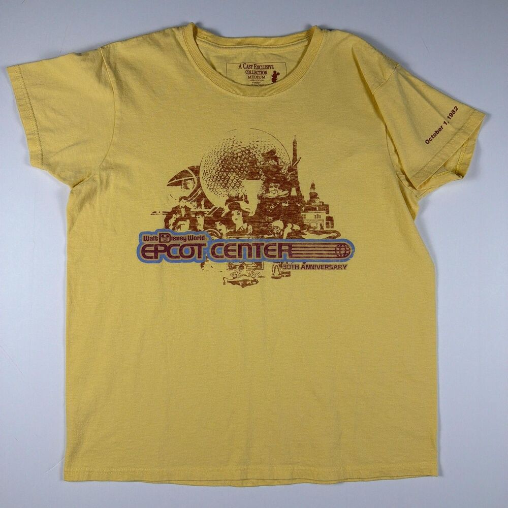Disney Epcot Center 30th Anniversary Shirt Mens Medium Yellow Cast Exclusive Tee